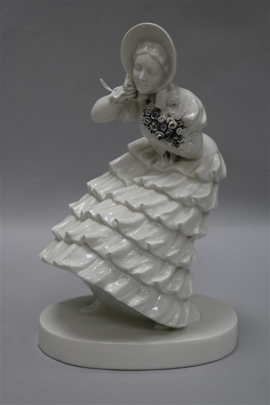 A B.rezl white glazed crinoline lady height 32cm